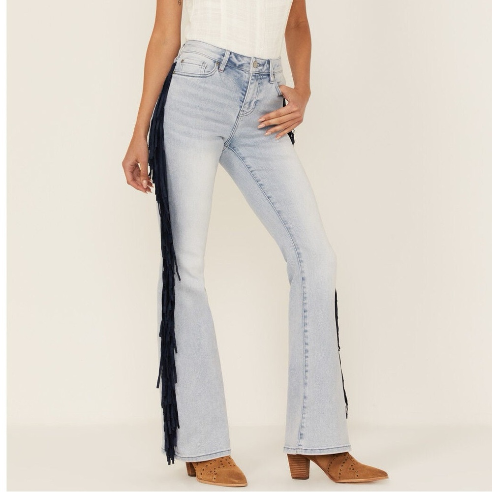 Idyllwind Rebel Imperial Faux Suede Fringe Mid Rise Bootcut Jeans
